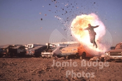 © Jamie Budge, all rights reserved.
STUNTMAN KEN LESCO IS BLASTED BY AIR RAM AND ENVELOPED BY  EXPLODING FIREBALL.  No Rights Implied by possession of this image.     Contact:
Jamie Budge (310) 453-4808  jamiebudge@windskate.com