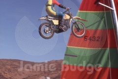 © Jamie Budge, all rights reserved.
SHON WOLFE ON MOTORYCYCLE AN INSTANT FROM IMPACT WITH SAILBOAT AT LAKE ELSINOR, CALIFORNIA.
No Rights Implied by possession of this image.     Contact:
Jamie Budge (310) 453-4808  jamiebudge@windskate.com