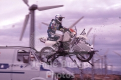 © Jamie Budge, all rights reserved.
MOTORCYCLE STUNTMAN JUSTIN KASE, CYCLING AT 50 MILES PER HOUR, BREAKS THRU ROOF AND WINDSHIELD OF VAN GOING 20 MILES PER HOUR.
No Rights Implied by possession of this image.     Contact:
Jamie Budge (310) 453-4808  jamiebudge@windskate.com