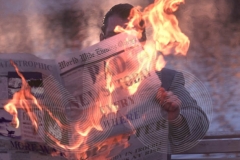 © Jamie Budge, all rights reserved.
SPONTANEOUS COMBUSTION RESULTS AS BUSINESSMAN GETS SMOKING MAD OVER EVENING BAD NEWSPAPER.
No Rights Implied by possession of this image.     Contact:
Jamie Budge (310) 453-4808  jamiebudge@windskate.com